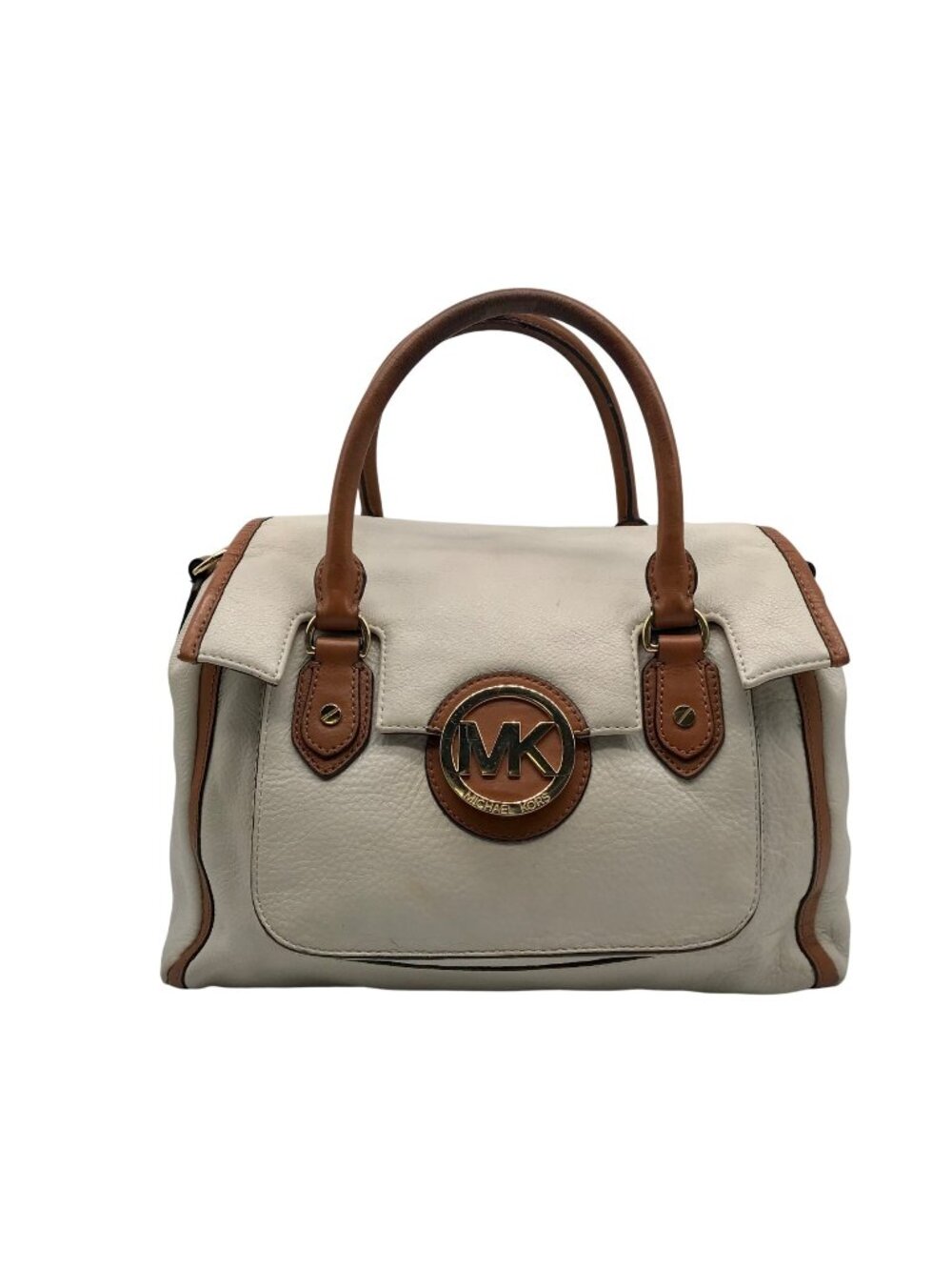 Michael Kors Beige & Brown Leather Margo Satchel